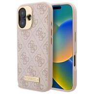 GUESS Originalna Maska za iPhone 16 Plus (6.7"), GUHMP16MU4GPRP 4G Logo Plate MagSafe, roza